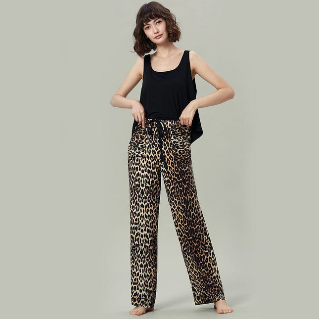 Women's Pajamas Vest Leopard Pants Homewear Set