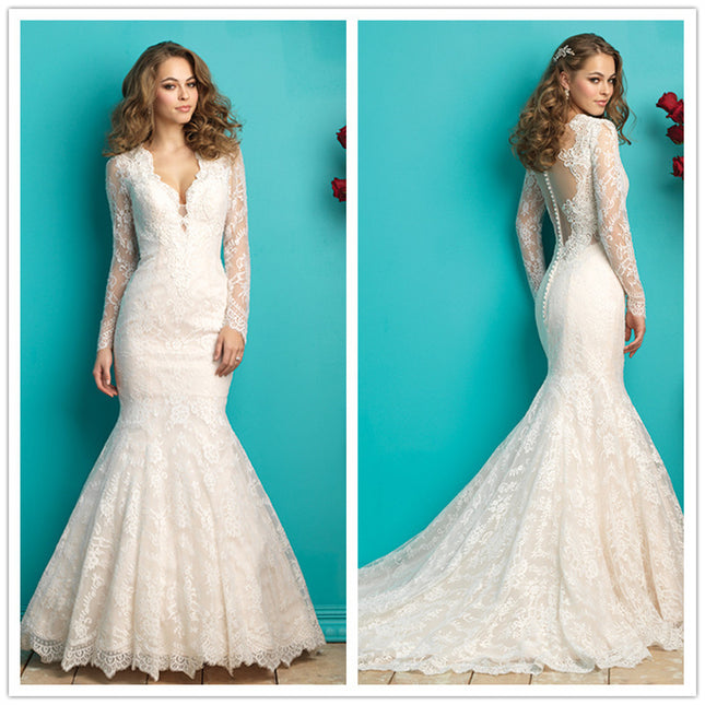 Wholesale Bridal Backless Small Trailing Long Sleeve Wedding Dress