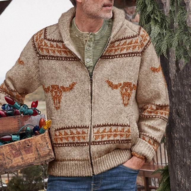 Chaqueta de suéter de punto con cremallera para hombre Otoño Invierno Suéter