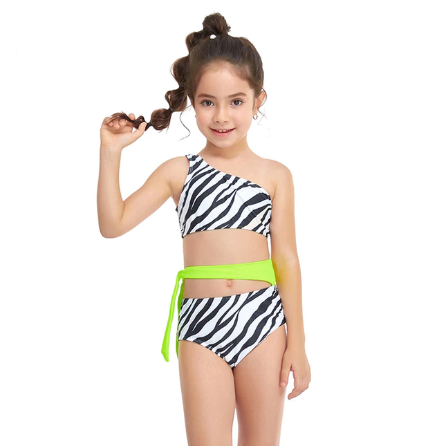 Wholesale Girls Two Piece Swimwear Single Shoulder Swimsuit